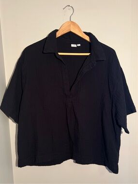 GAP Black Cotton Gauze Short-Sleeve Top